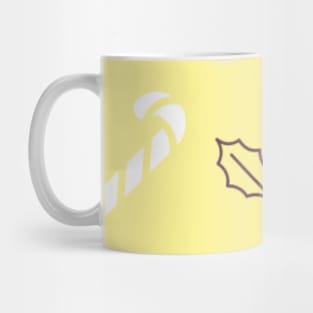 Yellow Candy Canes and Holly Berries Mug